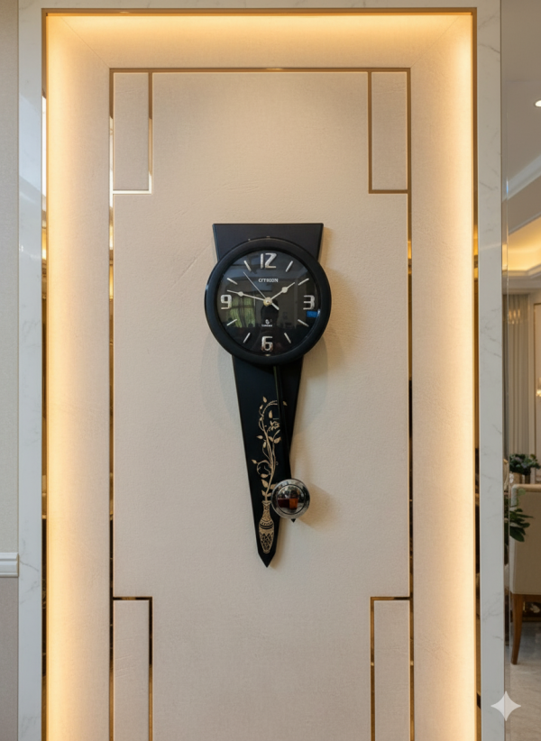 Citisun- Long Funnel Design Premium wall decor watch – 040 (Black) - Image 1